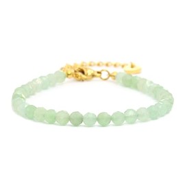 Genuine Gemstone Bracelet with Faceted 4 mm Beads – Adjustable Length – Healing Stone Protective Stone Bracelet Lucky Charm Talisman Gift, Gemstone, Faceted gemstone