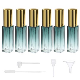 Qeuly 10ml Perfume Travel Refillable Bottle, Mini Empty Perfume Spray Bottles, Glass Atomizer Sprayer for Perfume, Travel Size Perfume Bottle, Portable Perfume Sample Dispenser (Gradient Green)