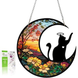 GUMITOON Diamond Art Kits for Adults-Hanging Cat Full Drill Diamond Dots Paintings for Beginners, Round 5D Paint with Diamonds Pictures Gem Art Painting Kits DIY Crafts Kits QCY-105