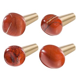 mookaitedecor Healing Stone Cabinet Knobs with Screws, Drawer Pulls Handle Knobs for Dresser Cupboard Wardrobe Decorative Wall Hanger, Red Jasper, Pack of 4