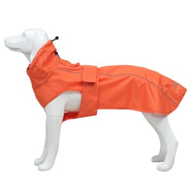 Waterproof Dog Raincoat with Reflective Strip, Adjustable Breathable Rain Coat Jacket with Leash Hole for Dogs (Orange, Medium)