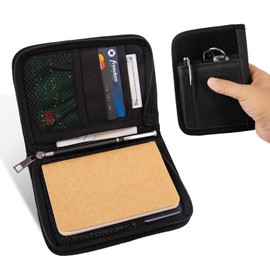 ALNKDH Field Notes Cover- with Key Ring and Pen Holder for Journal Notebook Planner,Cover Waxed Canvas,field notes notebook 5" x 6.7" (Black)