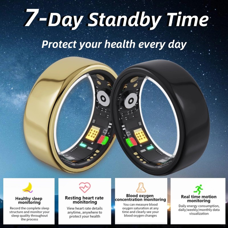 Smart Ring Health Tracker,Sleep Heart Rate Health Monitor, Fitness Tracker,