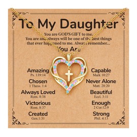 Esrial Granddaughter Daughter Gifts Heart Cross Necklace Gifts