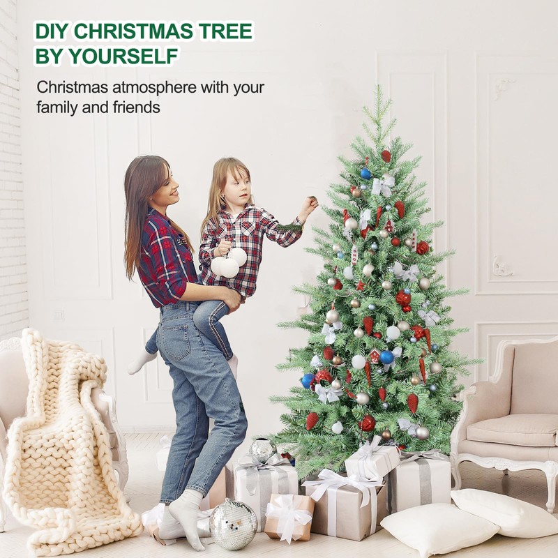 6 FT Artificial Skinny Christmas Tree,Unlit Blue Spruce Slim Pencil
