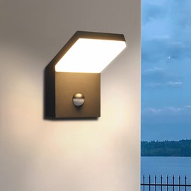 Inowel Outdoor Motion Sensor Wall Light Fixture Black LED Porch Light Exterior Wall Mount Sconce IP54 Waterproof for House Garage Front Door Patio,3000K 18W 1800Lumen