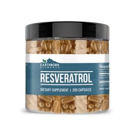 Earthborn Elements Resveratrol 200 Capsules, Pure & Undiluted, No Additives