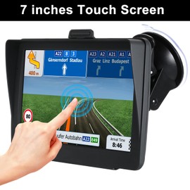 LONGRUF GPS Navigator for Car, Latest 2025 Map 7-inch HD Display 16GB 256MB Satellite Navigation with Sun Visor,Smart Real Voice GPS Guidance，Provides Lifetime Live Map Updates