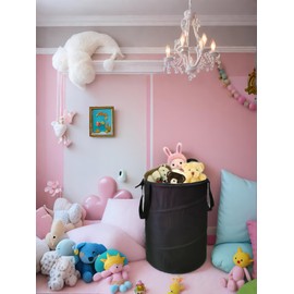 Leinoupt:Collapsible Trash can with lid,Foldable Camping Trash can,Pop-up Trash can with lid,Outdoor Trash can with lid,Clothes and Toys Recycle bin,Attached Hook(Black)