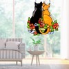 GDZTBS Stained Glass Panel, Stained Glass Cats Window Panel Stained