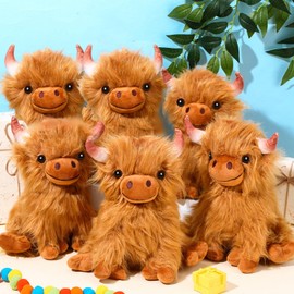 Syhood 6 Pcs Cow Stuffed Animals for Kids Bulk 10 Inches Cute Plush Toy Dolls for Children Birthday Gifts Soft Stuffed Farm Animals Decor Boys Girls Party Adults Plushie Lover Gifts(Highland Cow)
