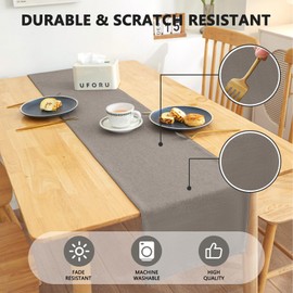 AMFUN Modern Table Runners, Polyester Gray 30*120CM Table Runners Decorative Waterproof, Table Runners Outdoor, for Home Kitchen Dining Parties Family Dinners Wedding Thanksgiving Christmas