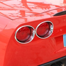 MXauto-2024 4PCS ABS Chrome Tail Light Bezel Ring Rear Lamp Cover For Corvette C6 2005-2013