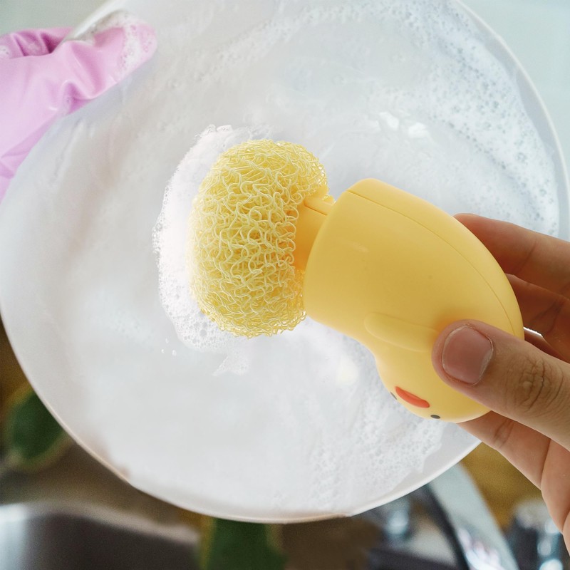 CAPASTEC Duck Shape Dish Brush with Handle, Cartoon Kitchen Brushes