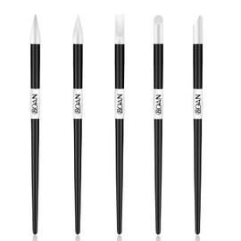 BQAN 5Pcs Nail Art Silicone Pens Nail Art Foil Pen Acrylic Handle Nail Polish Carving Pen Rubber Tip Brushes