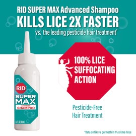 RID Super Max Advanced Shampoo Lice Removal Treatment, 3.4 Fl Oz, Includes Nit Removal Comb