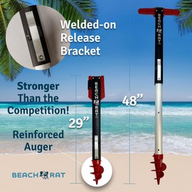 Beach Rat Fusion Anchor & Storage Case - Jet Ski Anchor/Boat Anchor for Shallow Water and Sandbar - High Strength Telescoping Aluminum Pole & Plastic Boat Accessory - Sand Bar Anchor Kit (Fire Red)