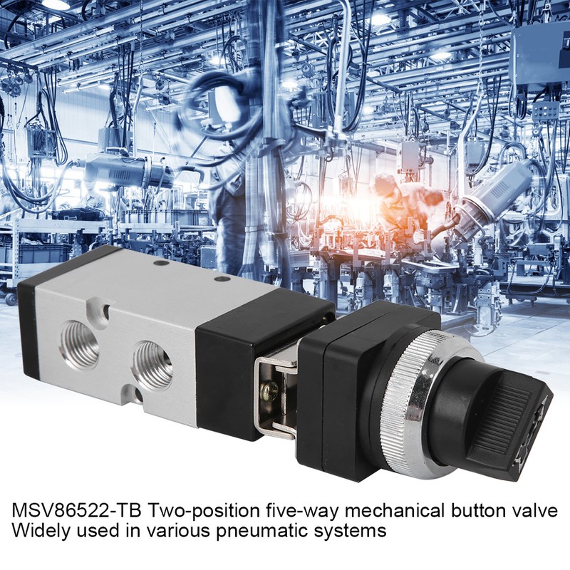 MSV86522-TB 2-Position 5-Way Mechanical Button Valve Switch Valve for Pneumatic