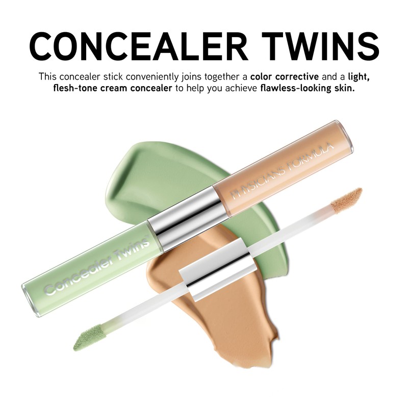 Physicians Formula Cream Dual-Ended Concealer Stick Green/Light, Neutralizing, Dark Circles,