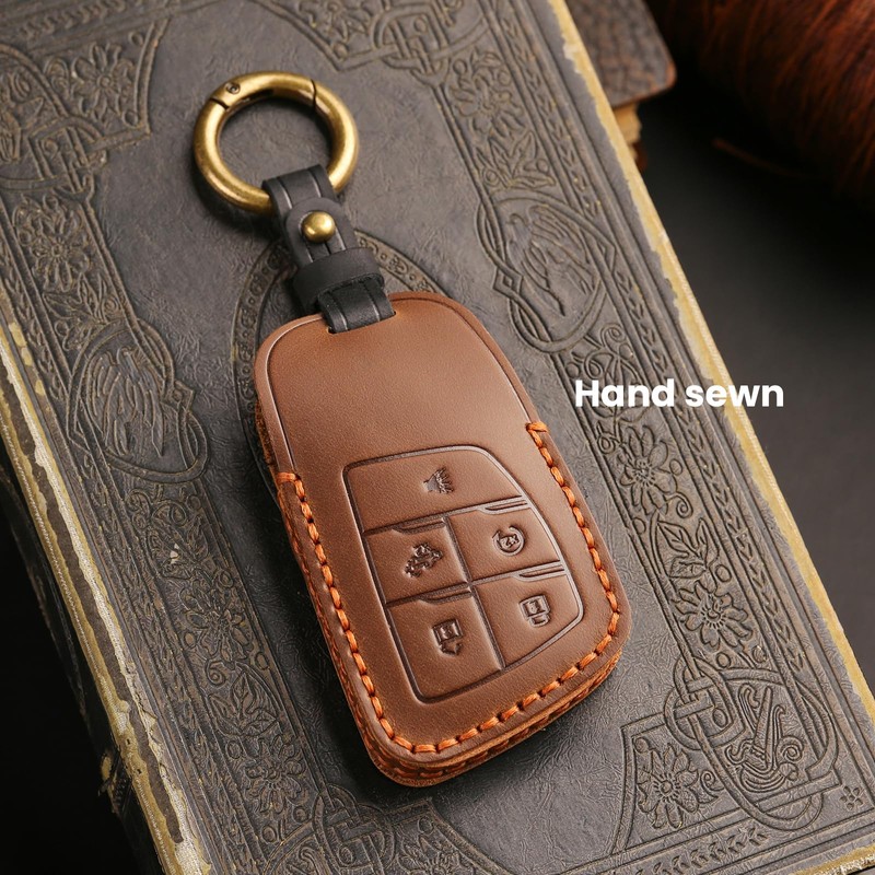 OLLEN Screws-Free Premium Leather for Key Fob Cover, Fit for