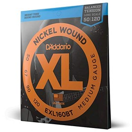 D'Addario Cuerdas de Bajo Eléctrico - EXL160BT 50-120 - Cuerdas de Bajo Enrolladas en Níquel - Para Bajo de 4 Cuerdas - Tensión Equilibrada Media
