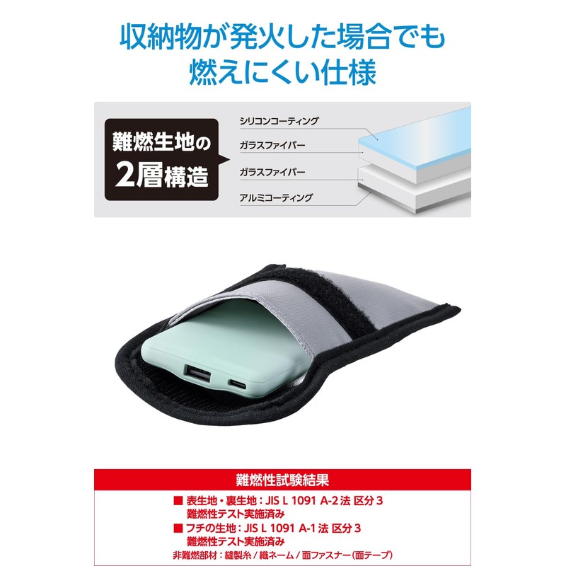 Elecom BMA-MBP01SGY Flame Retardant Pouch, Foldable, Includes Pockets, Small, Gray