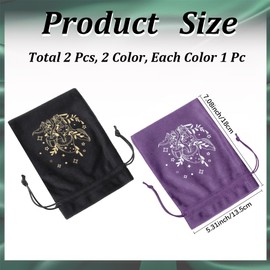 CREATCABIN 2Pcs Tarot Cards Bags Pouches Drawstrings Bags Tarot Cards Holder Pouches Tarot Deck Storage Velvet Bags Black Purple Mushroom Tarot Jewelry Wrap Bags for Crystals Dices Witchcraft 5x7Inch