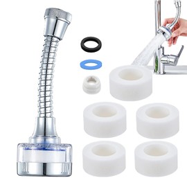 360 ° Rotating Bathroom Faucet Filter with 5 Filter Cartridges,Sink Faucet Filter with Extension Tube for Kitchen and Bathroom,Water Purifier Removes Chlorine Fluoride Heavy Metals Hard Water