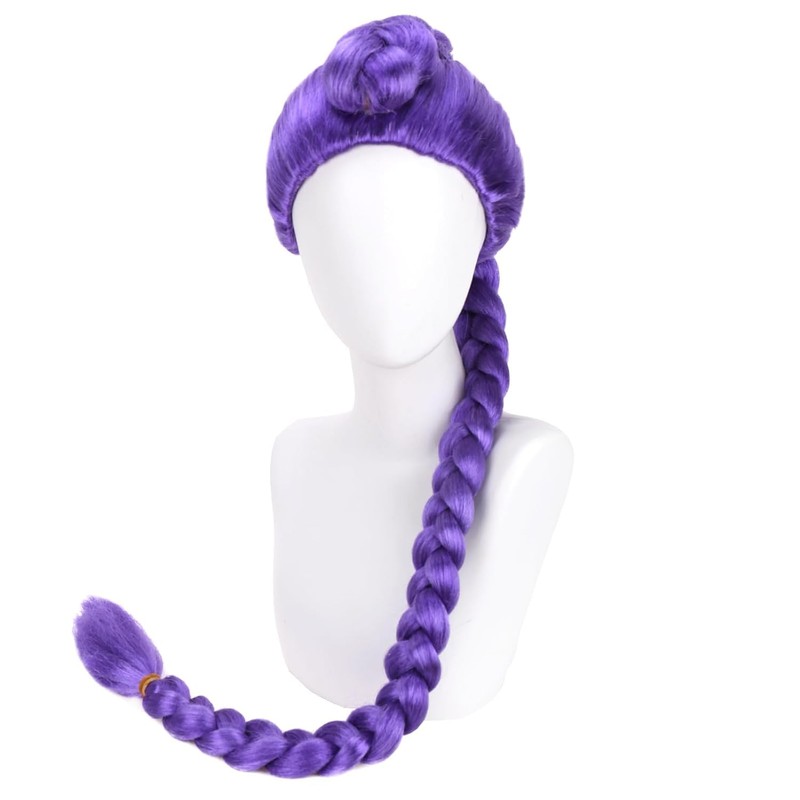 RightOn Purple Braided Wig Long Straight Purple Braid Wig for