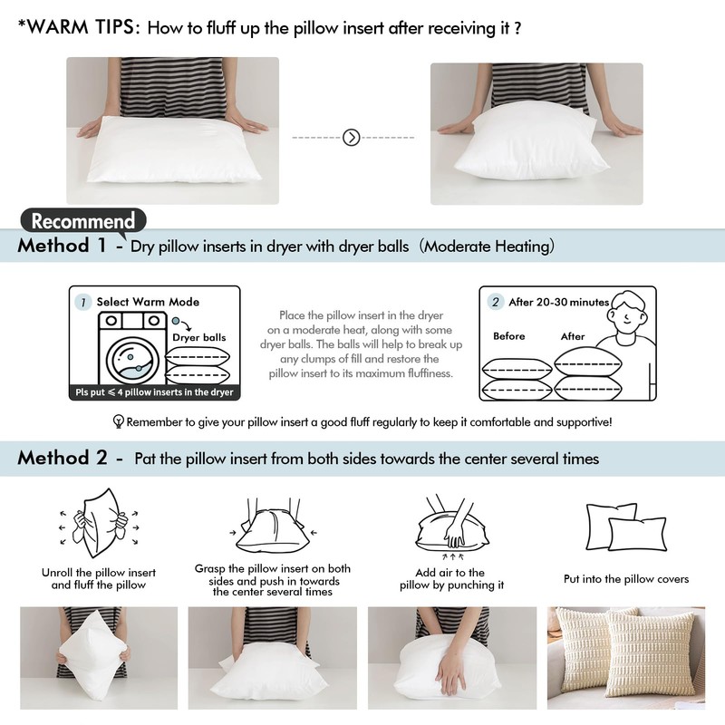 MIULEE Pillow Insert 12x20 Inch, Decorative Rectangle Throw Pillow Insert,