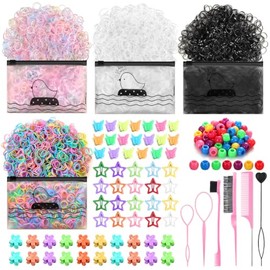 2116 Pcs Hair Accessories for Toddler Baby Girl | 2000 Pcs Rubber Bands Hair Elastic Ties with 50 Braided Hair Beads 60 Mini Clips 6 Hair Styling Tool