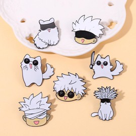 JHCHUYI 7Pcs Japanese Cartoon Magic Character Surrounding Alloy Badges Cute Cat Enamel Pin Accessories Movie Character Animal Lapel Pins Funny Backpack Pins, Suitable for Parties, Gifts, Daily Decoration Clothes, Hats, Bags