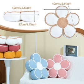 Sioloc Flower Shaped Pillow Daisy Pillows Floor Cushion Pastel Cute Seat Cushions Aesthetic Classroom Dorm Decorative Fun Throw Pillow for Bed,Couch(White,19.7")