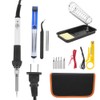 15Pcs Electric Soldering Iron Set Adjustable Temperature 60W White Welding