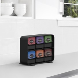 Mind Reader Anchor Collection, 6-Drawer Tea Bag Organizer, Removable Drawers, 10.25" L x 3.25" W x 7.75" H, Black