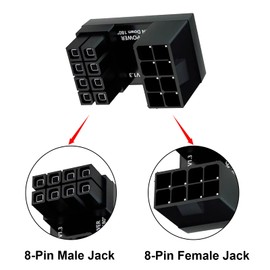 Poyiccot U Type 180 Degree ATX 8Pin Male to Female GPU Graphics Card Power Header Connector Adapter for Desktops Graphics Card (Up Angle), 2pcs