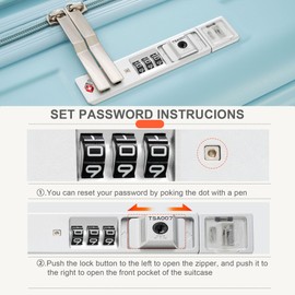 Udorich Compact Light Blue Carry-On Luggage Set for Travel, Expandable Design with USB Port and Cup Holder, Every Adventure