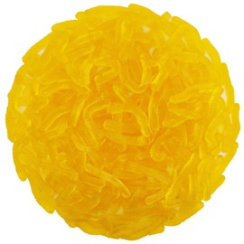 FirstChoiceCandy Sweet & Sour Gummy Worms, Multi Flavors and Solid Colors (1 Pound, Yellow Pineapple)