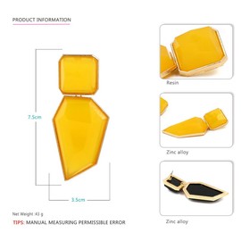 Vintage Thick Irregular Resin Metal Large Geometric Earrings for Women Acrylic Abstract Unique Boho Earrings Statement Fashion Stylish Jewelry Modern Chunky Earrings