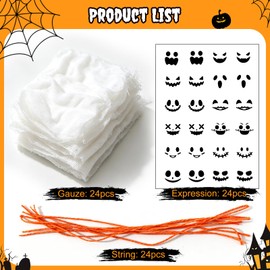 Halloween Weave Cloth for Homemade Candy, DIY Craft Labels for Trick or Treat Party Favor Supplies,Candy Making Decorations,24 Pieces