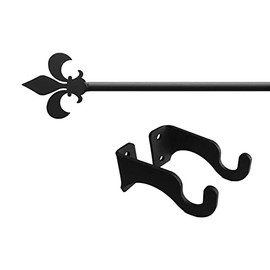 Village Wrought Iron Fleur De Lis Curtain Rod (extends 35 inches)