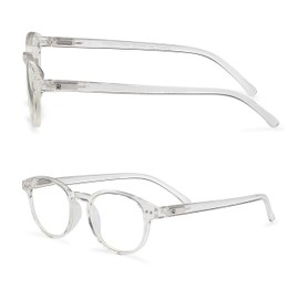 Readerest 1.25 Round Blue Light Reading Glasses - Computer Glasses - Eye Strain, UV Glare Protection (Clear)