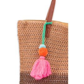 styleBREAKER 02012371 Women's Basket Braided Shoulder Bag 2 Colours Beach Bag with Long Handles, Braided Bag, Zip, brown / dark brown