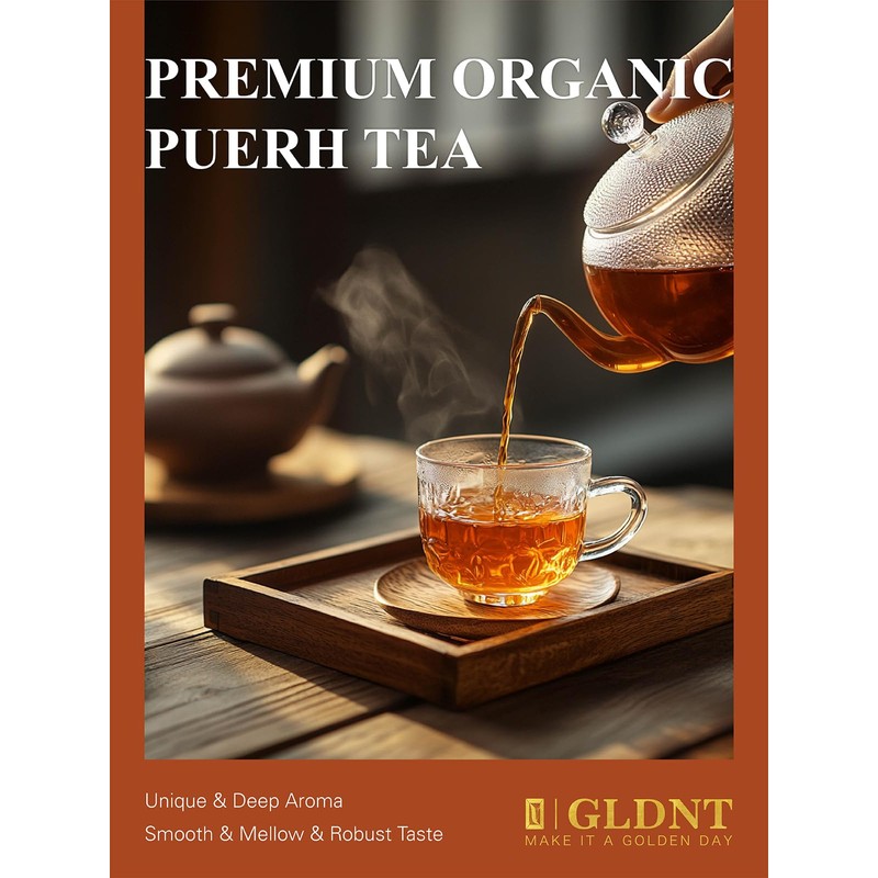 GLDNT Organic Pu-erh Tea, Yunnan Ripe Pu'erh Tea Loose Leaf,