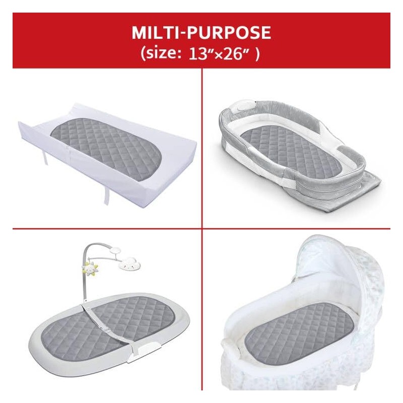Diaper Changing Pad Liner Non-Slip, Waterproof Terry Mat Changing Pad
