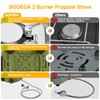2 Burner Camping Stove,20000 BTU Foldable Propane Camp Stove with