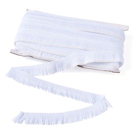 Craftdady 27 Yards 25mm Polyester Fringe Trim 1 Inch Fabric Lace Trim Tassel White for Sewing Craft Dress Clothing Decoration