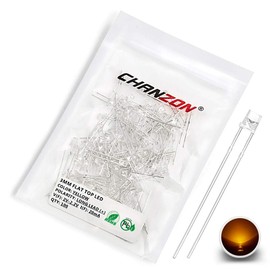CHANZON 100 pcs 3mm Yellow LED Diode Lights (Clear Flat Transparent DC 2V 20mA) Bright Lighting Bulb Lamps Electronics Components Indicator Light Emitting Diodes