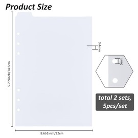 SUPERFINDINGS 2 Sets 10 Sheets A5 Index Binder Dividers White Plastic Binder Dividers with Top Tabs 6 Ring Binder Dividers Binder Dividers Pages with 5-Tabs for Planner Notebook Journal