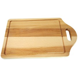 EFO Schneidebrett mit Griff - Küchenbrett Holz - Hackbrett Saftrinne – Schneidebrett Holz -Servierbrett Holz - Brett Holz - Größe 30,5 x 20 x 1,5 cm